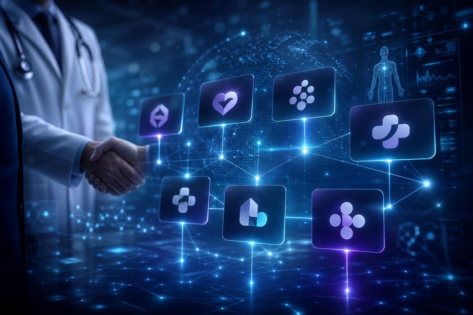 Healthcare executives partnering in a modern conference setting