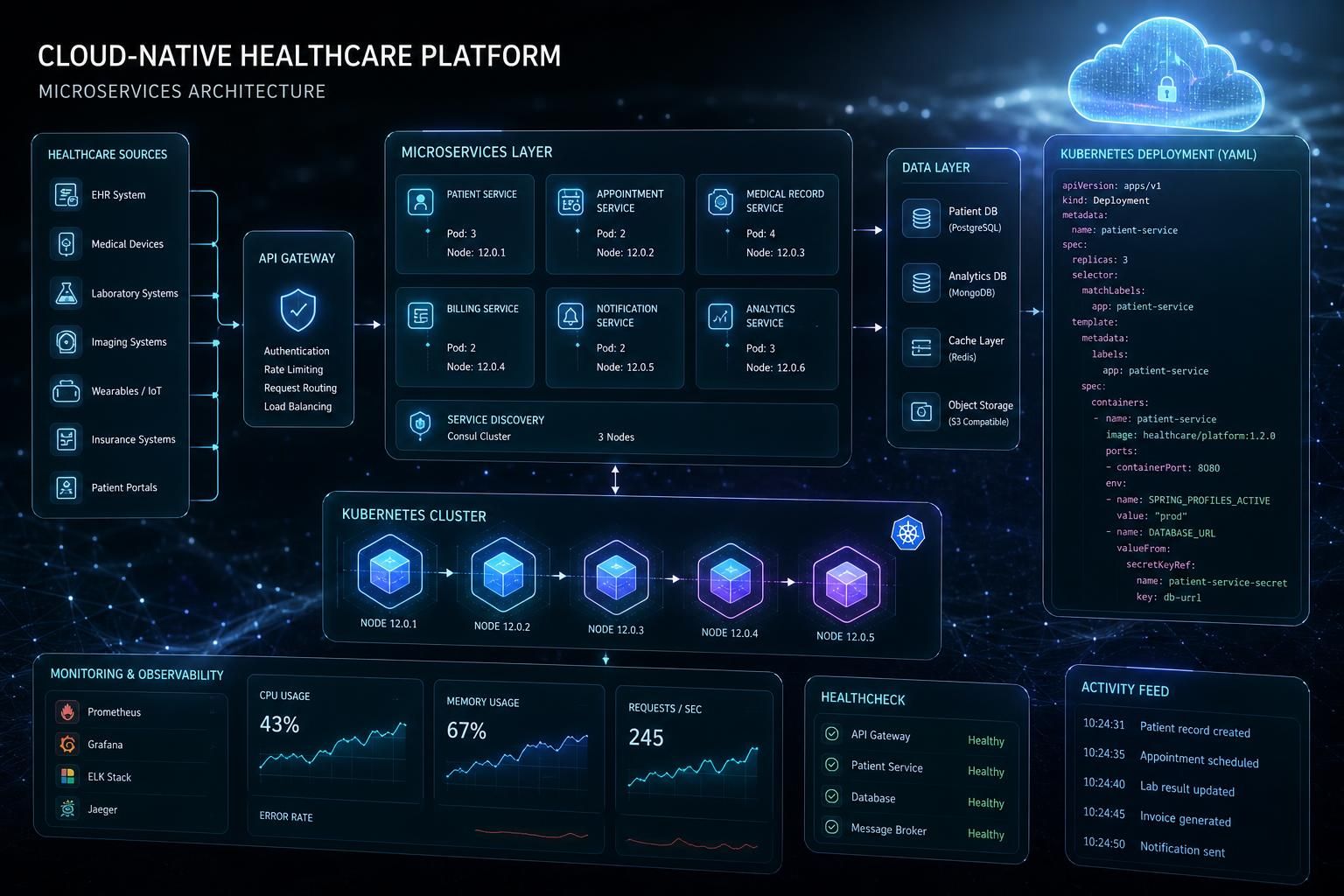 Modern healthcare application code and architecture